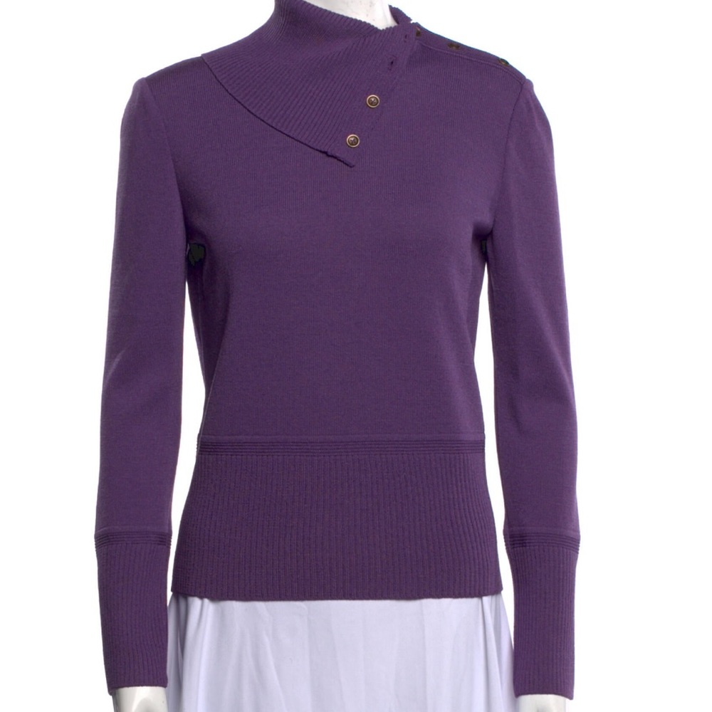 St. John Mock Neck purple sweater size P XS